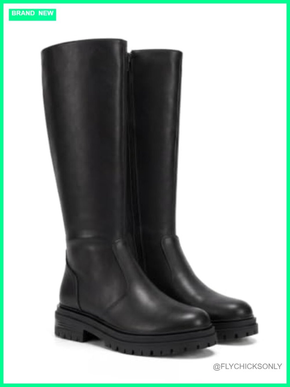 Womens Knee High Platform Boots Chunky Low Heel Lug Sole Zip Faux Leather